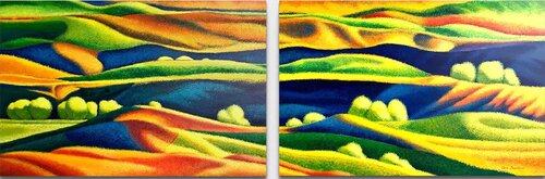 Rolling Hills (diptych) par Elena Myasnikova, Peinture en vente sur Singulart