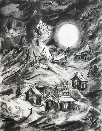 The woman in charge of the moon. par Victoria General, Dessin en vente sur Singulart