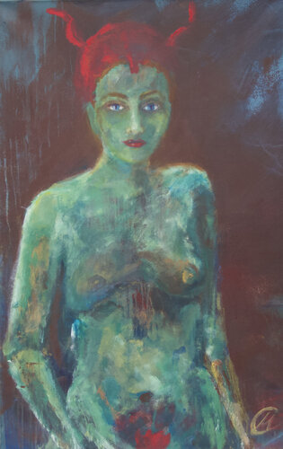 Das Krampusmädchen van Christiane Caroline Möller, Schilderij te koop op Singulart