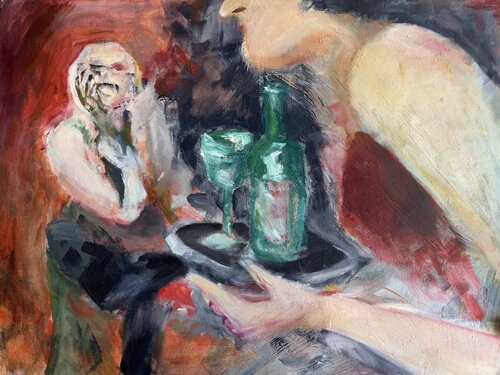 Tja, da sitzt er nun oder Der alte Sack de Christiane Caroline Möller, Pintura a la venta en Singulart