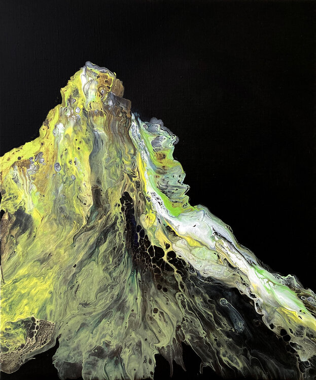 Yudychvumchorr Peak | fluid art mountain artwork landscape painting interior design inspiration abstract landscape contemporary mountain Uliana Salagina