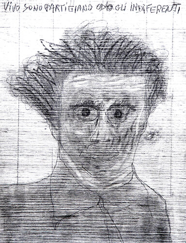 A. GRAMSCI "Odio gli indifferenti" by sergio carlacchiani, Painting for Sale on Singulart