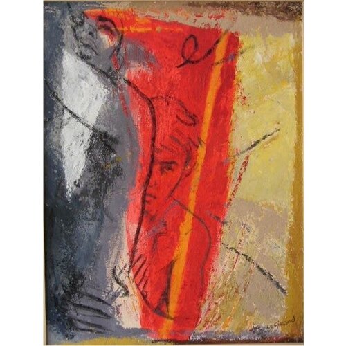 DEUX NUS D'HOMMES SUR FOND ROUGE Annie-France Giroud