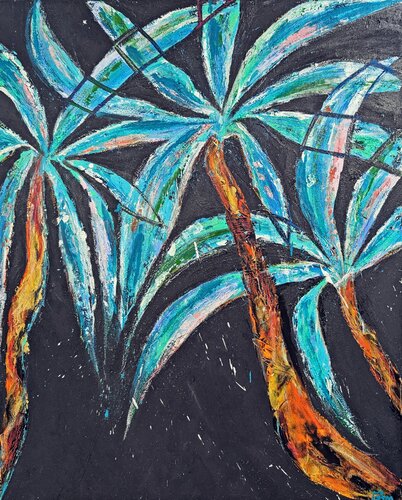 The blue palms di Ana Maria Guta, Pittura in vendita su Singulart