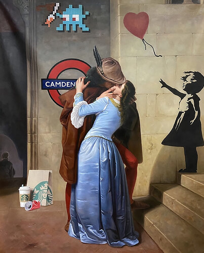 The Urban Kiss (Camden) by Léo Manelli, Painting for Sale on Singulart