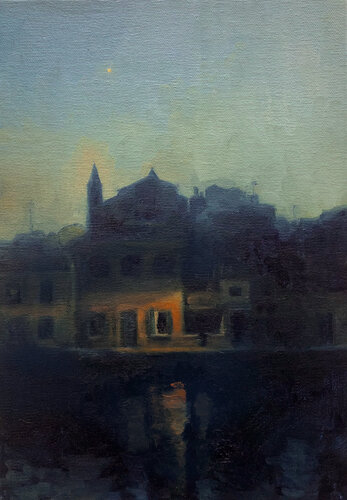 Portocolom at night de Kathrin Hufen, Pintura a la venta en Singulart