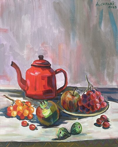 Red centerpiece di Alban Capari, Pittura in vendita su Singulart