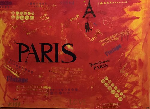 Kiss in Paris by Nastazia Dariva, 油畫 for Sale on Singulart