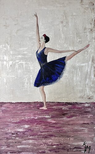 Laguna Ballet Ballerina Dancer Danseuse Dance Danse in Blue Dress- Grace in Motion Grace en Mouvement Acrylic Painting Acrylique Peinture par Ruta Mon, Peinture en vente sur Singulart