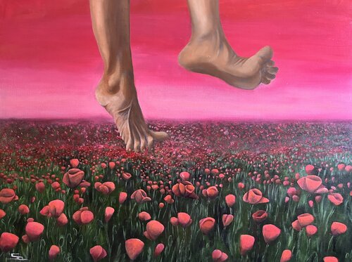 Dance in the Poppy Field de Saachi, Pintura a la venta en Singulart