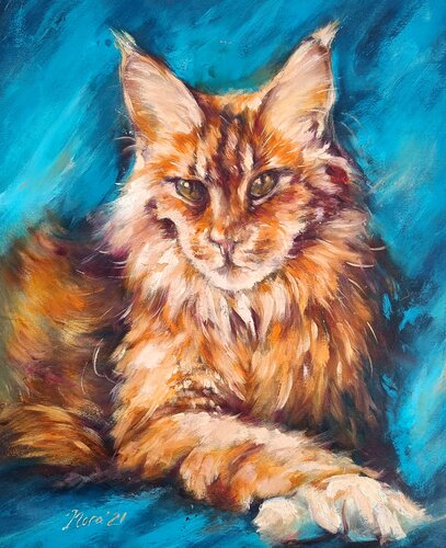 Maine Coon Cat Portrait von Eleonora Taranova, Malerei kaufen auf Singulart