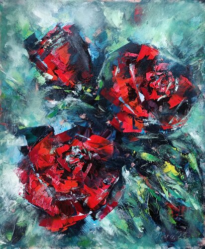 Red Roses Bouquet von Eleonora Taranova, Malerei kaufen auf Singulart