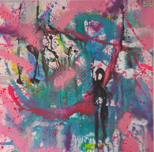 Outside Pink di The Yogui Painter Mila Hurtado, Pittura in vendita su Singulart