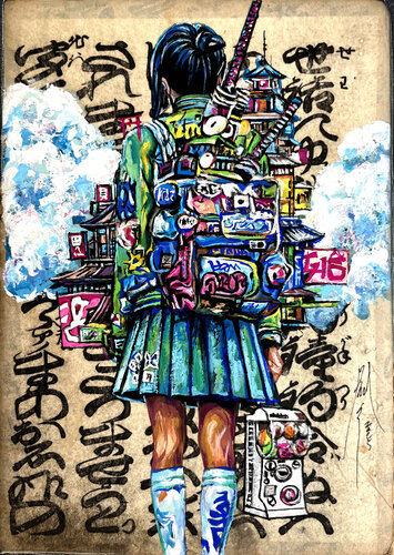 Samurai School Girl van Pavel Sipkin, Schilderij te koop op Singulart