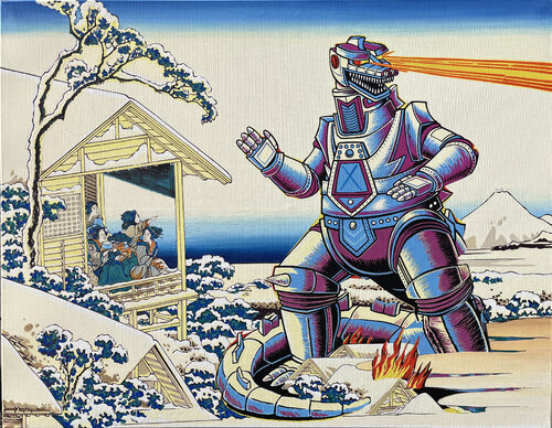 Godzilla Hokusai von Pavel Sipkin, Malerei kaufen auf Singulart