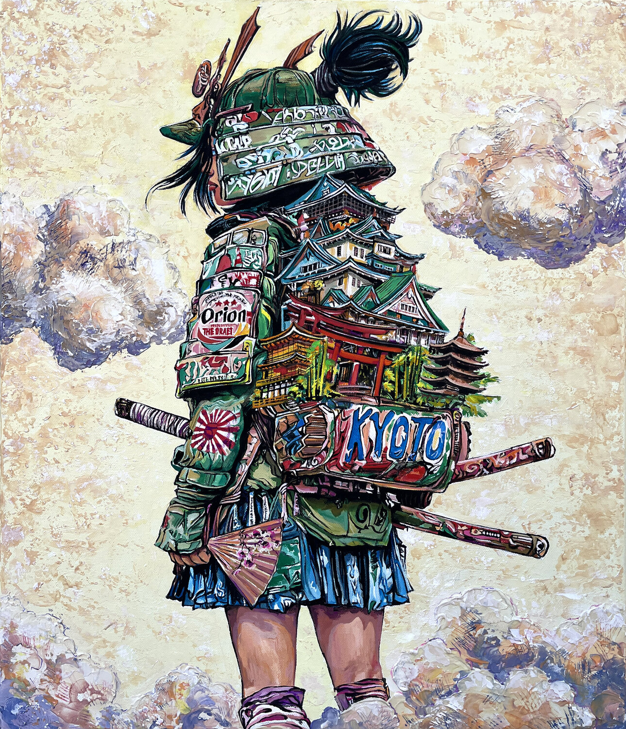 Kyoto Samurai Girl Pavel Sipkin Originalgemälde zu verkaufen