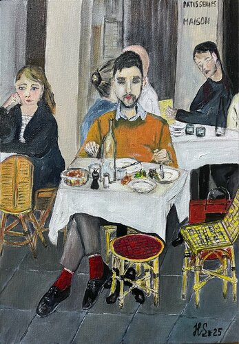 In Paris — Lunchtime by Helen Spoon, 油畫 for Sale on Singulart