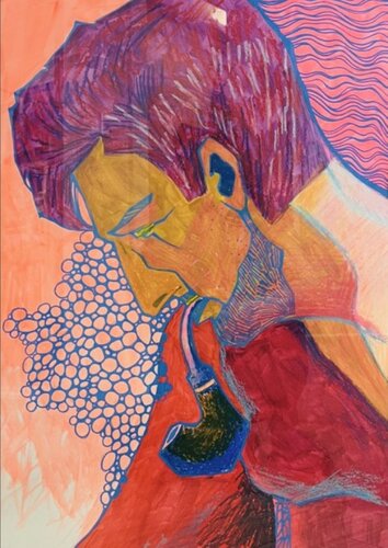 He schmökt en Pipken van Vera Fischer, Schilderij te koop op Singulart