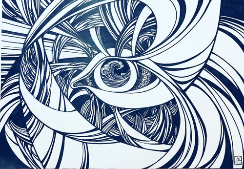 Meine Welle vor Kanagawa par Vera Fischer, Peinture en vente sur Singulart