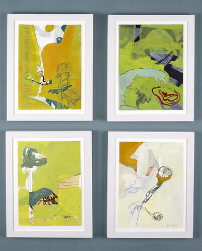 4-teilige Miniserie "Sit down an listen" par Petra Goetz, Œuvre sur papier en vente sur Singulart