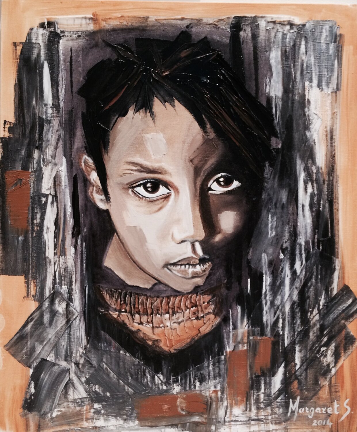 Portrait of a Boy. Margarita Sprecher Originalgemälde zu verkaufen