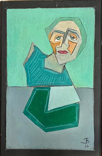 2024 008. PB.   En vert et contre tous ! di Franck Beroard, Pittura in vendita su Singulart