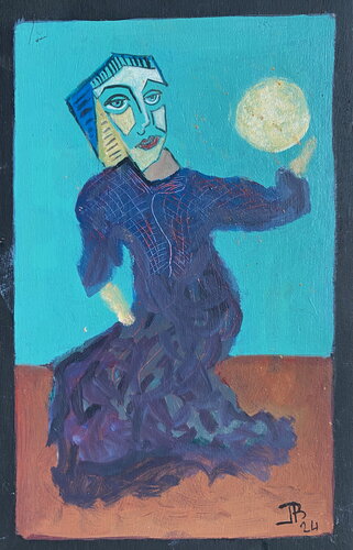 2024 059. PB.   La voyante à la lune. von Franck Beroard, Malerei kaufen auf Singulart