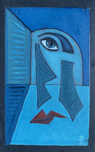 2024 028. PB.   Tunnel bleu. van Franck Beroard, Schilderij te koop op Singulart