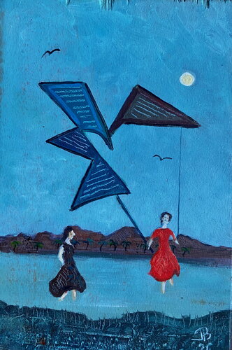 2024 031. PB.   Femmes aux cerfs volants. von Franck Beroard, Malerei kaufen auf Singulart