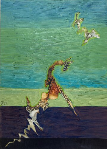 André Beroard    FB AB 1989 052    Combat d'oiseaux. van Franck Beroard, Schilderij te koop op Singulart