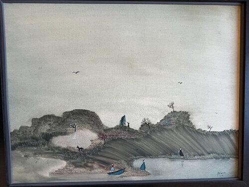 2001 002  HP.   Le retour du pêcheur. di Franck Beroard, Pittura in vendita su Singulart