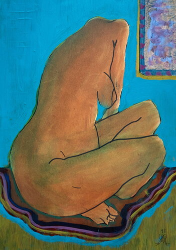 André  Beroard.   FB AB 1993 033.   La chambre bleue von Franck Beroard, Malerei kaufen auf Singulart