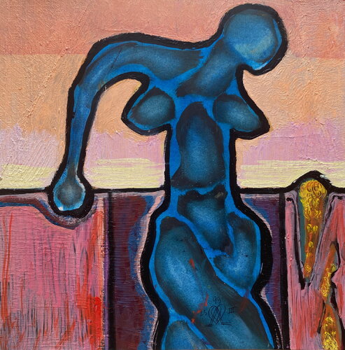 André  Beroard     FB AB 1993 117.    Nuit bleutée van Franck Beroard, Schilderij te koop op Singulart