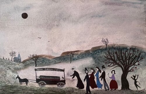 1978 004  HP.  Un joyeux enterrement di Franck Beroard, Pittura in vendita su Singulart