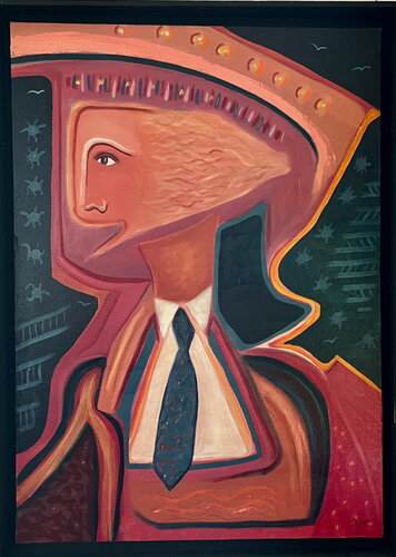 2010 002. HT.    L'homme fuyant sa cravate di Franck Beroard, Pittura in vendita su Singulart