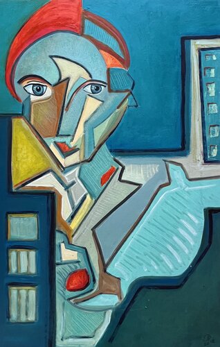 2018 001 HP.  Regard pensif di Franck Beroard, Pittura in vendita su Singulart