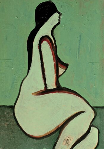 AB 1995 040.  Nu vert van Franck Beroard, Schilderij te koop op Singulart