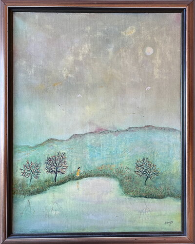 1986 001 HT.  Le reflet jaune by Franck Beroard, Painting for Sale on Singulart