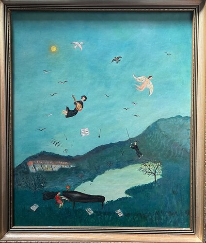 1995 023 HT.  Une pianiste qui dénote by Franck Beroard, Painting for Sale on Singulart