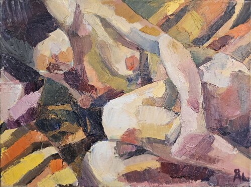Nude model lying on a couch I di @asaleanderz Leanderz, Pittura in vendita su Singulart