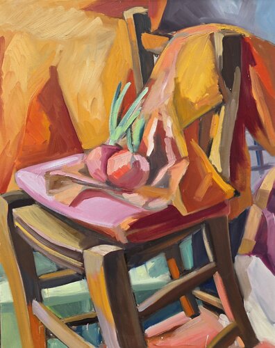 Stillife with a chair par @asaleanderz Leanderz, Peinture en vente sur Singulart