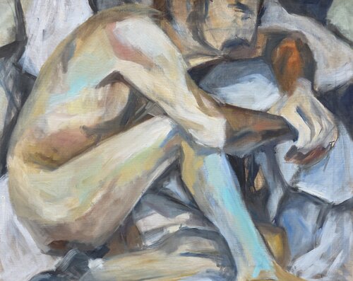 Sitting man II by @asaleanderz Leanderz, Painting for Sale on Singulart