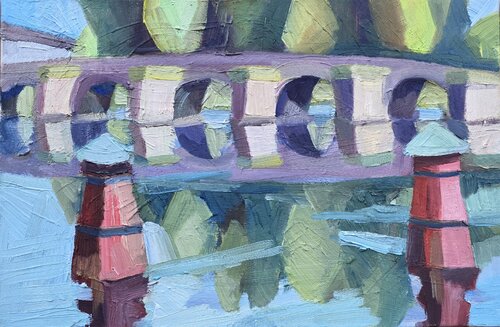 The stone bridge reflecting in the river by @asaleanderz Leanderz, Painting for Sale on Singulart
