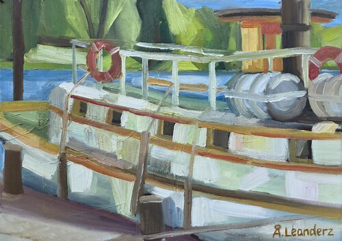 The steamboat Freja af Fryken de @asaleanderz Leanderz, Pintura a la venta en Singulart