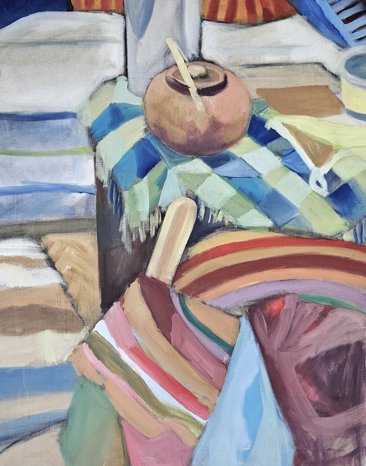 The armchair and the teapot @asaleanderz Leanderz Originalgemälde zu verkaufen