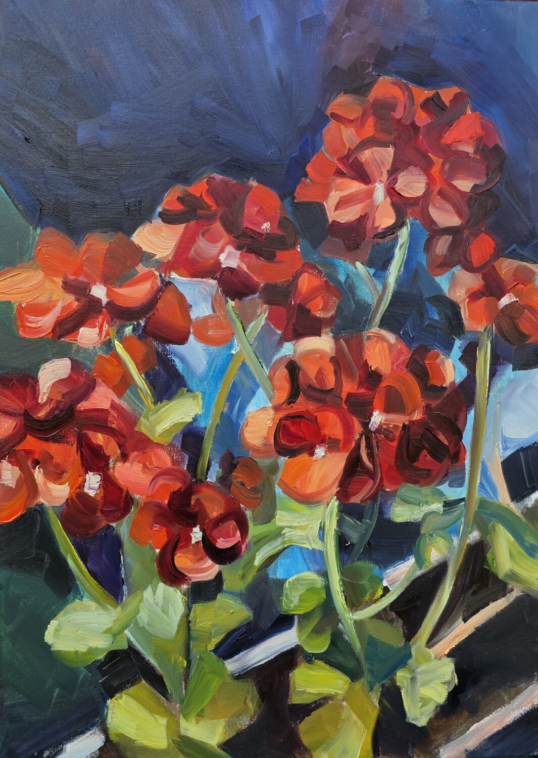 Pelargonium in the studio in springtime @asaleanderz Leanderz Peinture originale à vendre