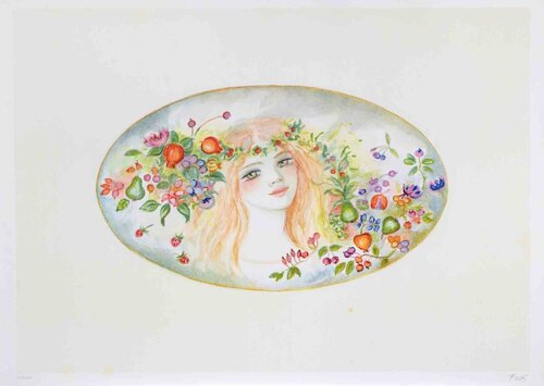 Portrait with a Garland of Flowers van Felicita Frai, Afdruk te koop op Singulart