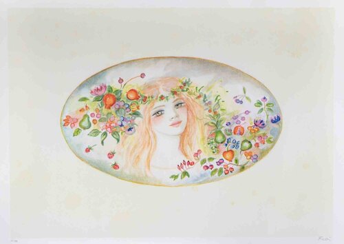  Portrait with a Garland of Flowers by Felicita Frai, Print for Sale on Singulart