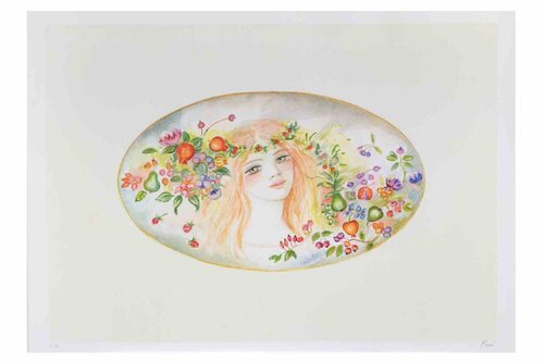  Portrait with a Garland of Flowers van Felicita Frai, Afdruk te koop op Singulart