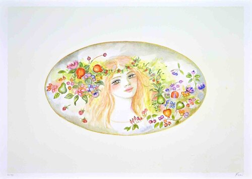 Portrait with a Garland of Flowers van Felicita Frai, Afdruk te koop op Singulart
